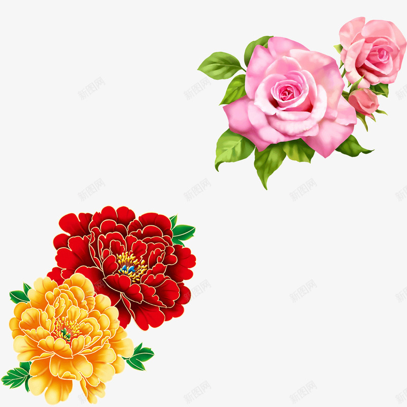 牡丹花富贵装饰图案psd免抠素材_新图网 https://ixintu.com 富贵 牡丹花 花卉 花装饰