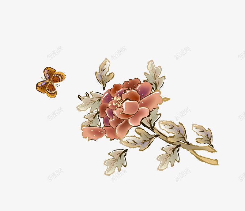 彩色水墨牡丹png免抠素材_新图网 https://ixintu.com 中国风 复古 彩色 水墨 牡丹