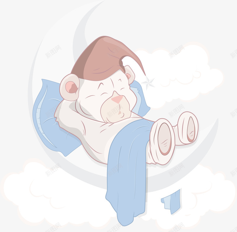 卡通躺在月亮上的小熊娃娃玩具png免抠素材_新图网 https://ixintu.com 创意 卡通手绘 可爱的小熊 小熊 布娃娃 手绘小熊 玩具 白色小熊 睡觉小熊 躺在月亮上