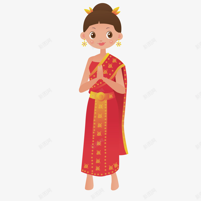 泰国女人矢量图ai免抠素材_新图网 https://ixintu.com 传统 民族 泰国 矢量图