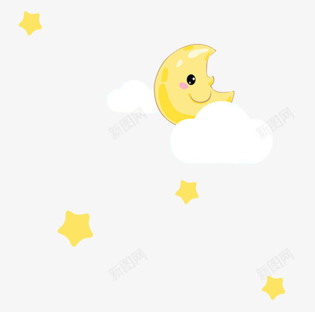 卡通月亮星星png免抠素材_新图网 https://ixintu.com 卡通 星星 月亮