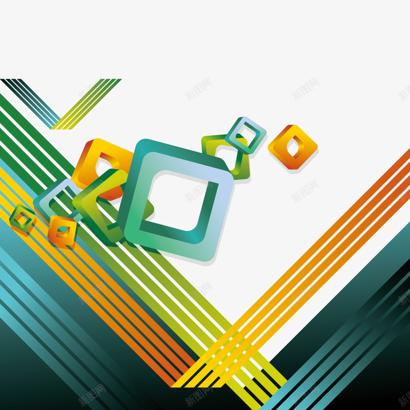 折线和立体方块矢量图ai免抠素材_新图网 https://ixintu.com 几何 扁平化 折线 立体方块 矢量图