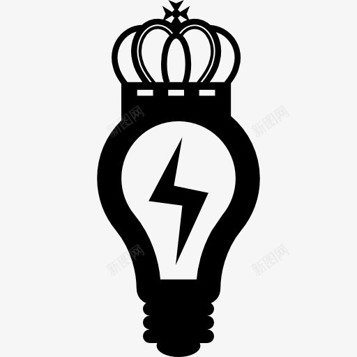 灯泡的闪光螺栓和皇冠图标png_新图网 https://ixintu.com Flash工具 启动图标 灯泡 理念 皇冠 皇室 能源 螺栓