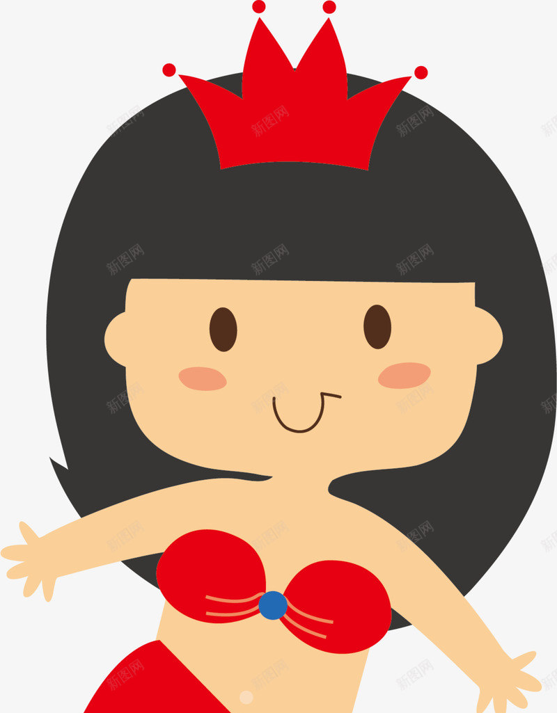 世界海洋日美人鱼png免抠素材_新图网 https://ixintu.com 世界海洋日 头戴皇冠 小女孩 开心 海星 美人鱼