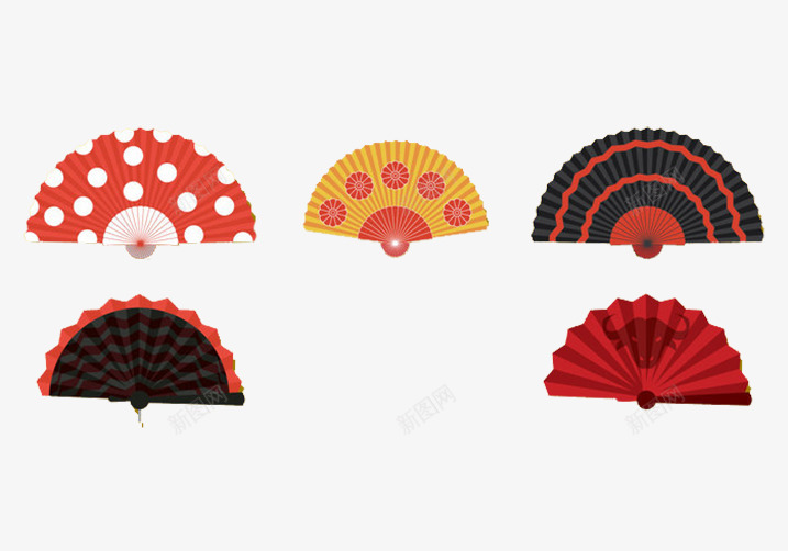 扇子图案纹理印花png免抠素材_新图网 https://ixintu.com 凉风 夏天 手动 红色
