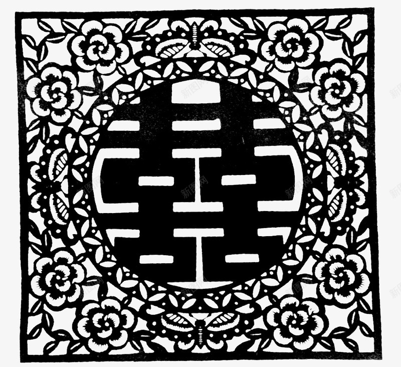 花鸟png免抠素材_新图网 https://ixintu.com 剪纸 窗花 花鸟素材 高清
