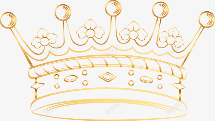 金色皇冠手绘png免抠素材_新图网 https://ixintu.com 皇冠 金色