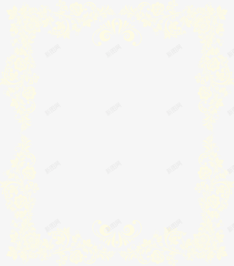 黄色花纹框架png免抠素材_新图网 https://ixintu.com 清新图案 简约框架 自然花藤 花纹图案 边框纹理 黄色花纹