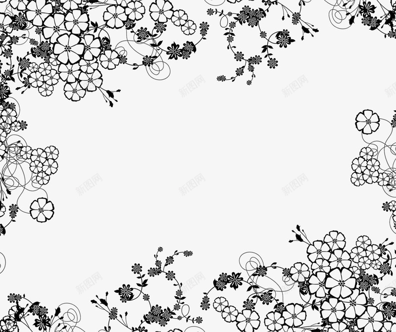 黑色小花装饰png免抠素材_新图网 https://ixintu.com 植物藤蔓 清明节 边框纹理 黑色小花
