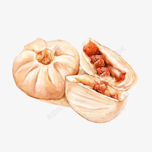 肉馅大包子手绘画片psd免抠素材_新图网 https://ixintu.com 包子 手绘美食 肉馅 面食