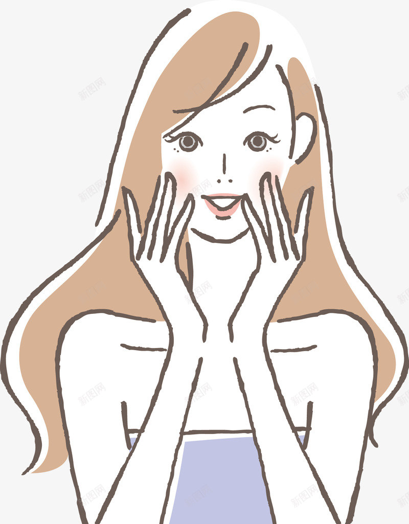 手绘线条绘画洗脸女孩png免抠素材_新图网 https://ixintu.com 女孩 手绘 洗脸 线条 绘画