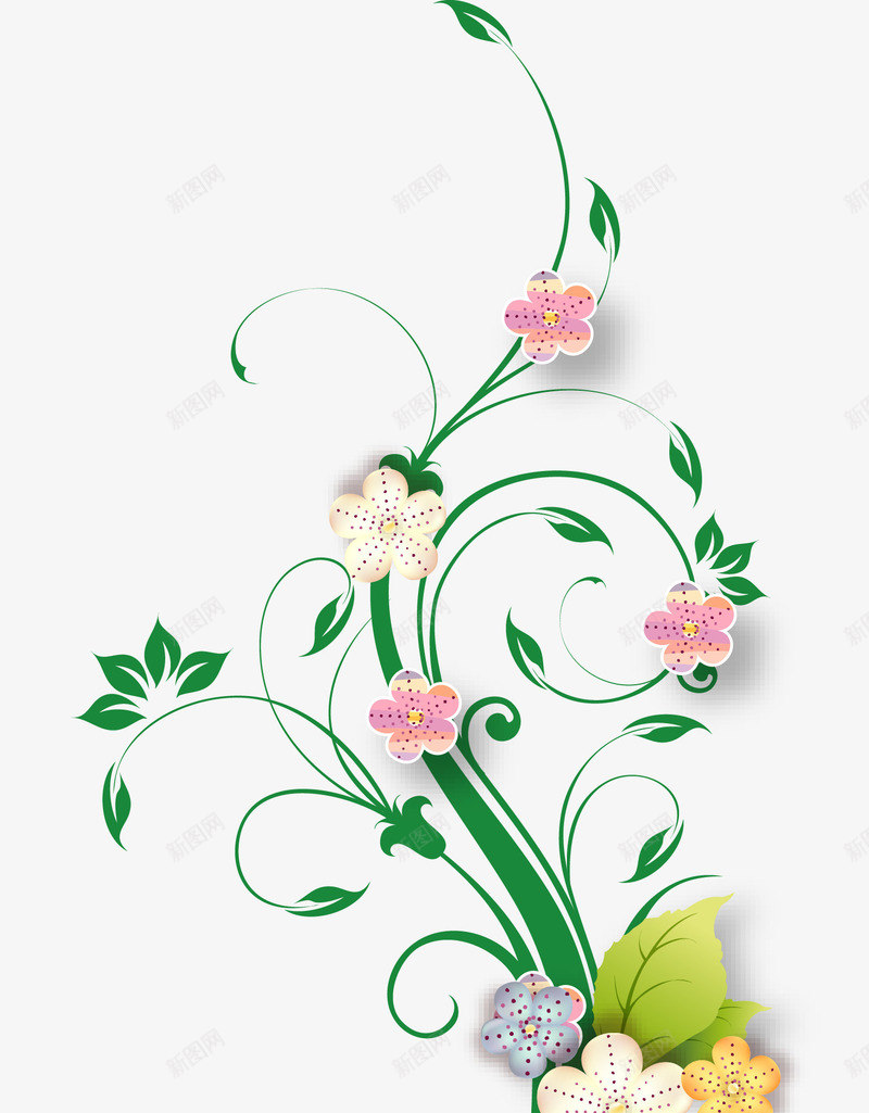 爬藤图案矢量图eps免抠素材_新图网 https://ixintu.com 卡通素材 叶藤植物 爬藤 爬藤植物 花藤植物 矢量图