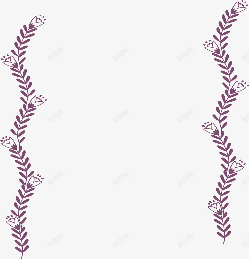 紫色花藤边框png免抠素材_新图网 https://ixintu.com 波浪花藤 矢量png 紫色 紫色花藤 花藤装饰框 花藤边框