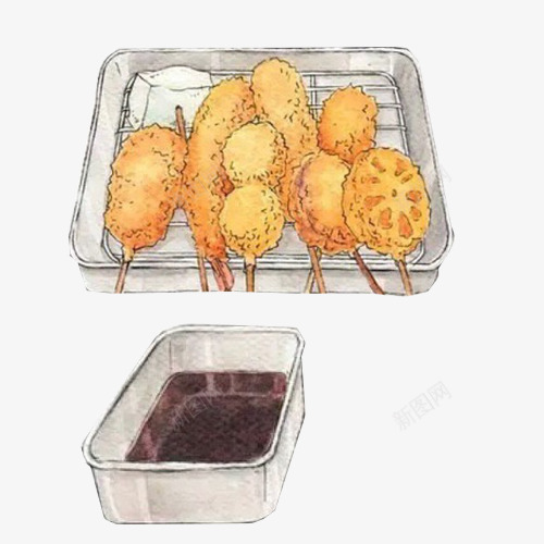 炸棒棒鸡手绘画片png免抠素材_新图网 https://ixintu.com 手绘美食 棒棒鸡 油炸食品 炸鸡腿 零食