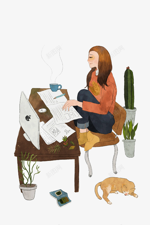 师绘画png免抠素材_新图网 https://ixintu.com 网页手绘工作