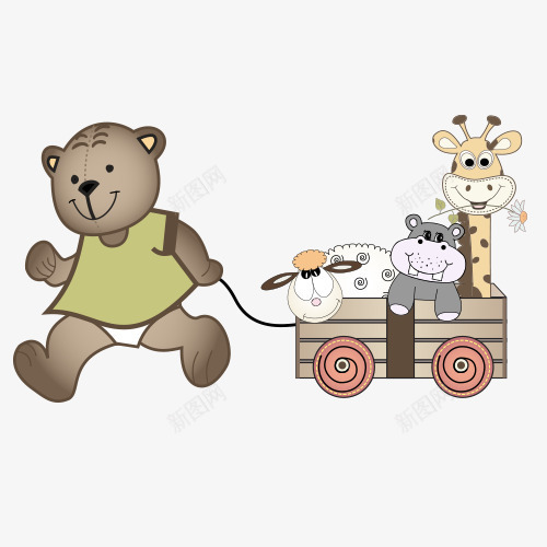 小熊拖车手机壳印花图矢量图ai免抠素材_新图网 https://ixintu.com T恤印花图 T恤图案 卡通图案 可爱元素 手机壳图案 服装设计素材 矢量图