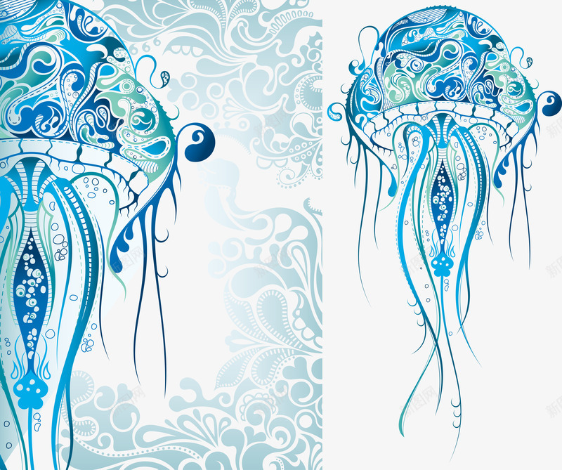 精致花纹海洋生物png免抠素材_新图网 https://ixintu.com 乌贼 动物 唯美 手绘 海洋生物 章鱼 精致 精致花纹海洋生物 线条 花纹