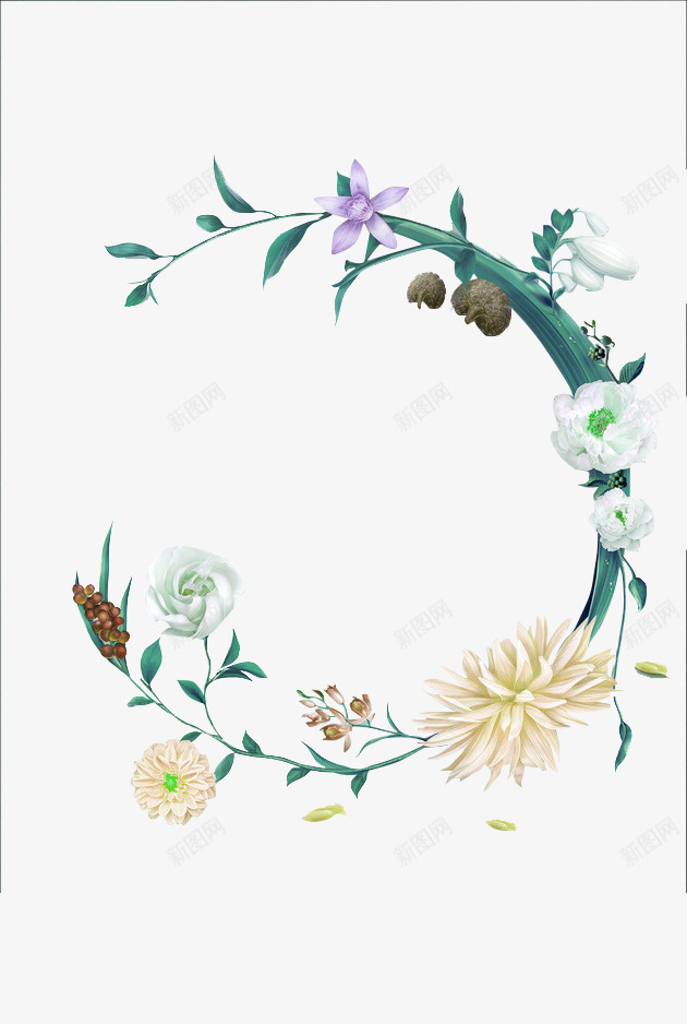 绿色简约花藤边框纹理png免抠素材_新图网 https://ixintu.com 免抠PNG 简约 绿色 花藤 边框纹理