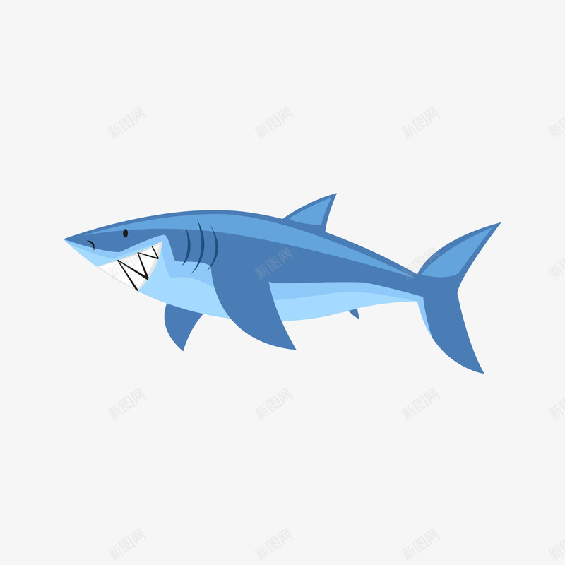 鲨鱼矢量图ai免抠素材_新图网 https://ixintu.com 卡通 扁平 海洋生物 童趣 鲨鱼 矢量图