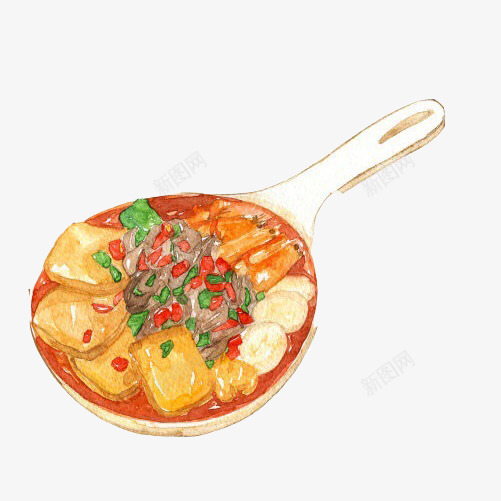 麻辣烫手绘画片png免抠素材_新图网 https://ixintu.com 大锅 水彩画 美食 麻辣烫