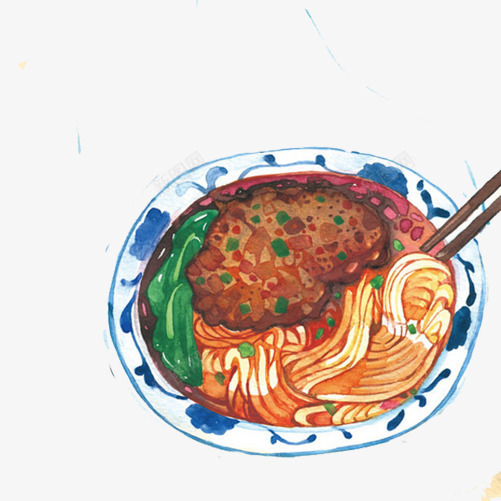 牛排面手绘画片psd免抠素材_新图网 https://ixintu.com 手绘美食 牛排面 面条 麻辣