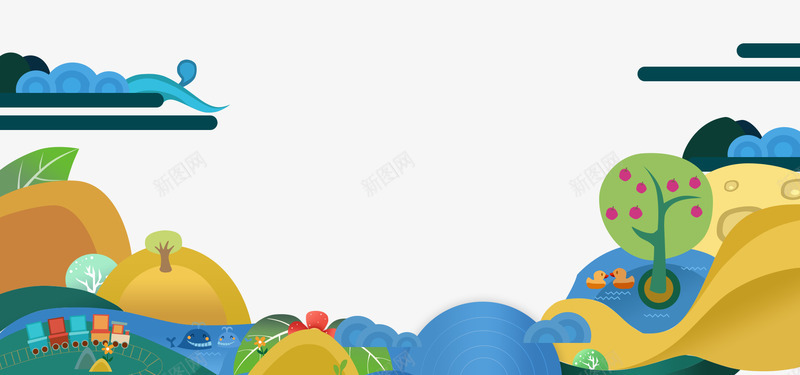 处暑小清新卡通边框psd免抠素材_新图网 https://ixintu.com 二十四节气 卡通 处暑 夏天 文艺 海洋 边框