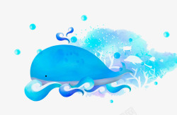 手绘水彩装饰插图海洋生物鲸鱼插素材