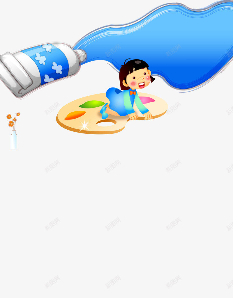 颜料色彩png免抠素材_新图网 https://ixintu.com 孩子 水幕 童真 绘画 蓝色 颜色