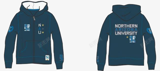 印花卫衣png免抠素材_新图网 https://ixintu.com 手绘 拉链 款式图 连帽