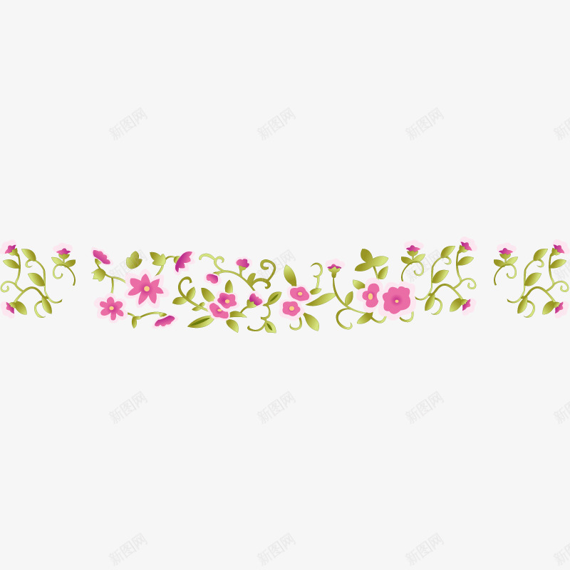 中式花边png免抠素材_新图网 https://ixintu.com 中国风 喇叭花 粉色 花藤 装饰