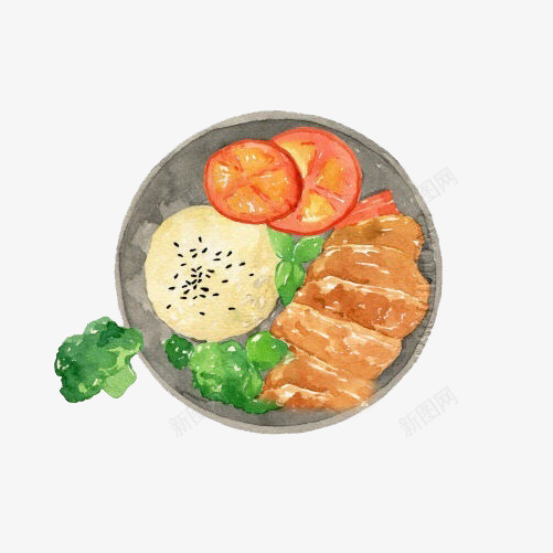 海南鸡饭手绘画片png免抠素材_新图网 https://ixintu.com 手绘美食 海南鸡饭 盖饭 美食 鸡饭