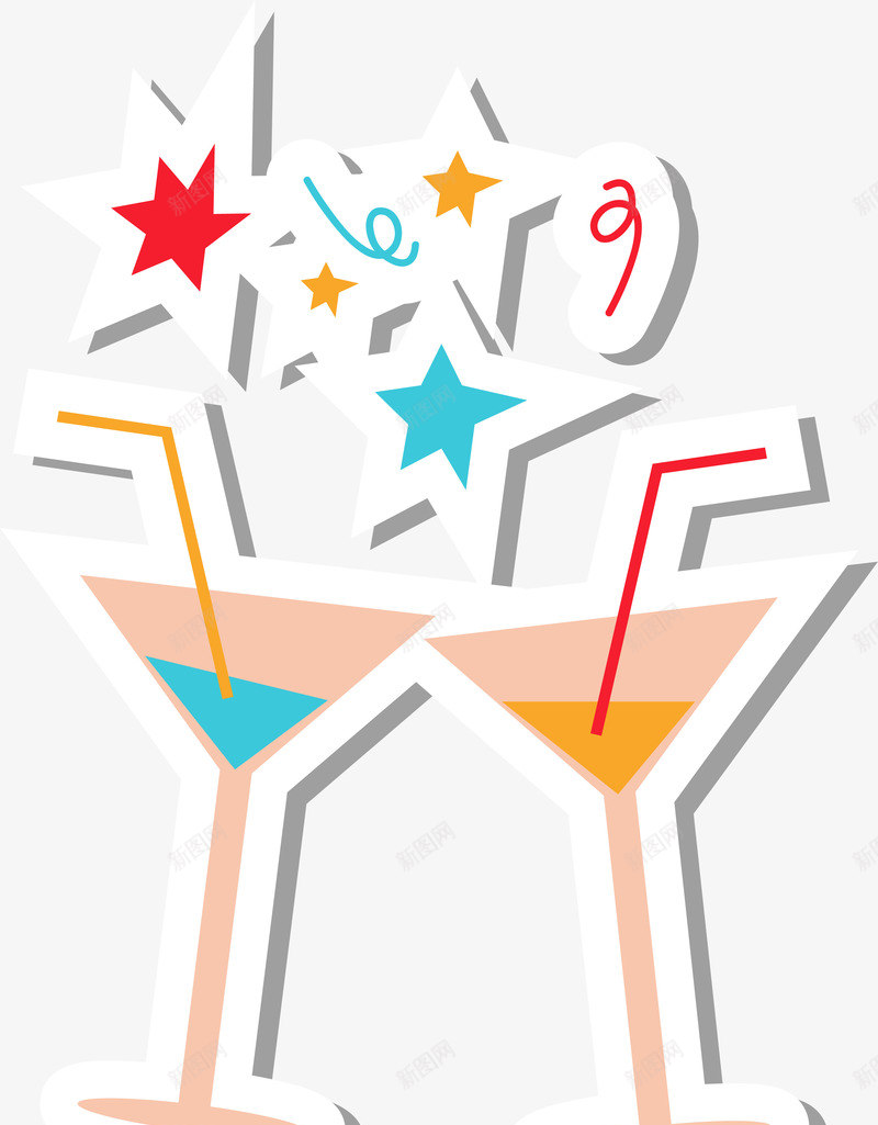 圣诞节可爱装饰酒杯贴纸png免抠素材_新图网 https://ixintu.com 卡通贴纸 喜庆 圣诞节 庆祝 节日 酒杯