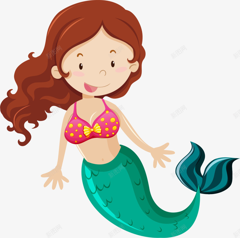 世界海洋日可爱美人鱼png免抠素材_新图网 https://ixintu.com 世界海洋日 可爱美人鱼 小女孩 开心 笑脸 绿色鱼尾