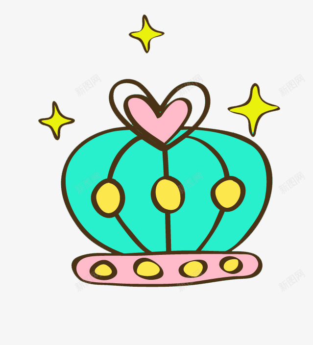 彩色王冠简笔手绘png免抠素材_新图网 https://ixintu.com 儿童手绘 王冠 皇冠简笔画 简笔画 粉色爱心 蓝色 金色星星