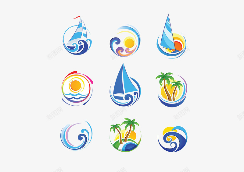 沙滩海景小图标png_新图网 https://ixintu.com 小图标 沙滩 浪花 海洋 蓝色
