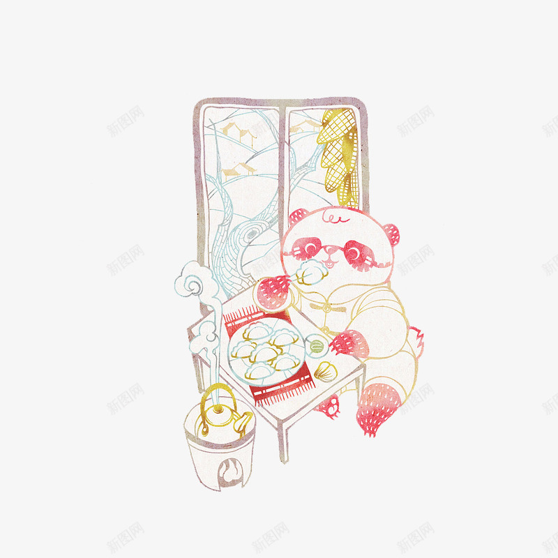 水彩手绘吃包子的熊猫png免抠素材_新图网 https://ixintu.com 动物 包子 包子女孩 吃包子 国宝 大熊猫 小清新 平面 手绘 水彩画 色彩 食物