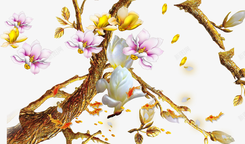 花鸟风景图png免抠素材_新图网 https://ixintu.com 生机盎然 盛开 花鸟 风景