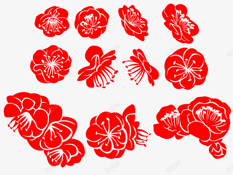 红色印花团png免抠素材_新图网 https://ixintu.com 印花 喜庆 红色