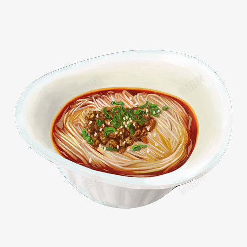 四川担担面手绘画片png免抠素材_新图网 https://ixintu.com 四川担担面 手绘美食 担担面 细面条 面条