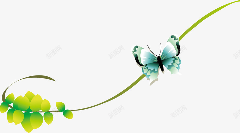 蓝色唯美春天蝴蝶花藤png免抠素材_新图网 https://ixintu.com 春天 蓝色 蝴蝶花 设计