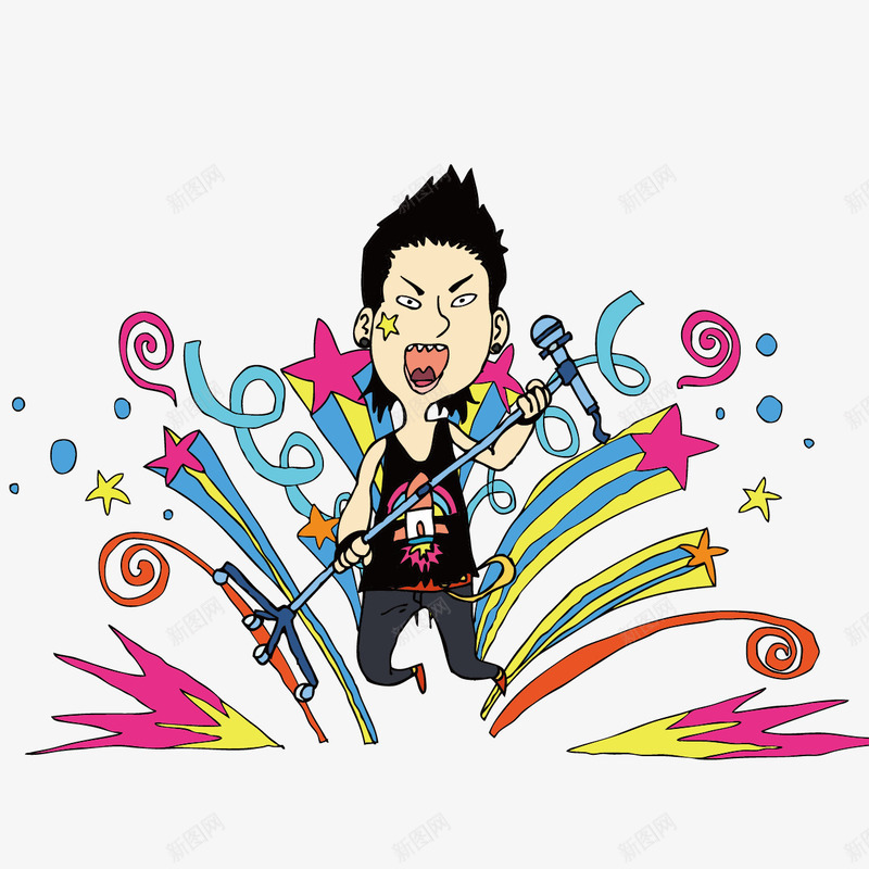 唱歌的人色彩卡通画png免抠素材_新图网 https://ixintu.com ai 人物 卡通画 设计