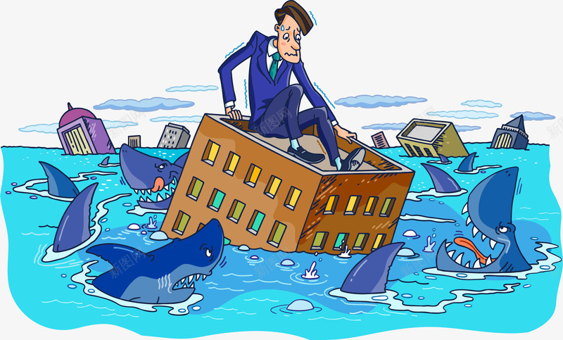 海啸png免抠素材_新图网 https://ixintu.com 洪水 海啸 海洋 淹没 金鱼