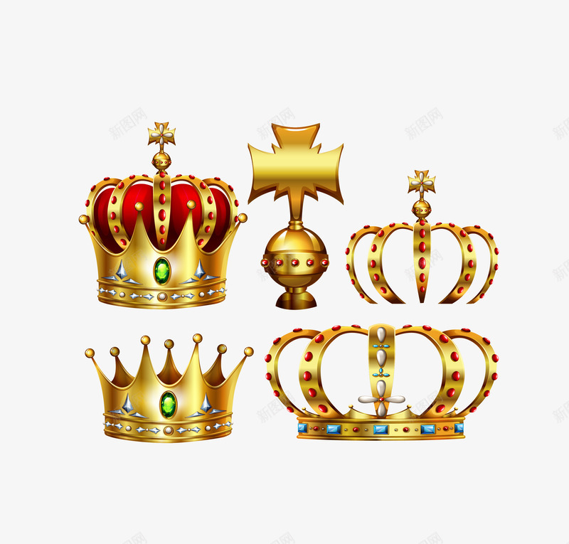 金色国王皇冠装饰png免抠素材_新图网 https://ixintu.com 王冠装饰 皇冠 矢量皇冠