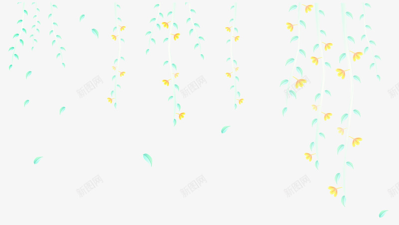 绿色手绘树叶藤条花朵漂浮png免抠素材_新图网 https://ixintu.com 免抠PNG 手绘 树叶 漂浮素材 绿色 花朵 藤条
