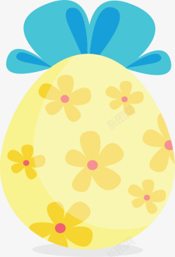 黄色花纹复活节彩蛋矢量图素材