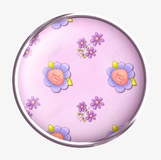 紫色卡通花朵印花纽扣png免抠素材_新图网 https://ixintu.com 产品实物 卡通花朵 印花编制物 紫色 纽扣