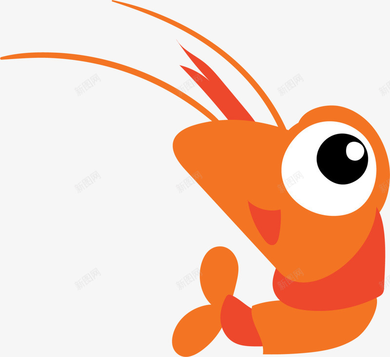 海洋生物呆萌橙色海虾png免抠素材_新图网 https://ixintu.com 可爱海虾 呆萌海虾 大眼睛 橙色海虾 海洋生物 鲜虾
