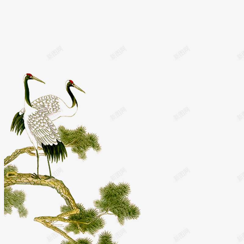 仙鹤古松png免抠素材_新图网 https://ixintu.com 古松 绘画逼真仙鹤
