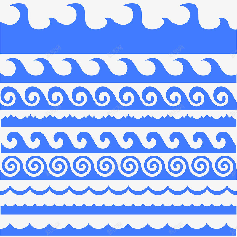 海洋海浪花纹png免抠素材_新图网 https://ixintu.com 一排浪花 浪花风格纹样 海洋纹理 矢量海洋纹理 矢量海洋花纹 矢量纹样 蓝色海浪