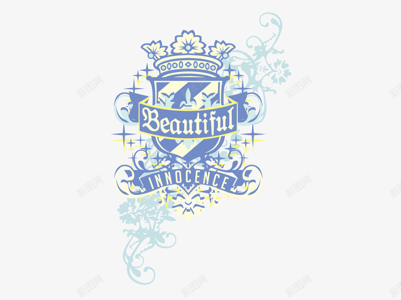 Beautiful女装英伦盾形矢量图ai免抠素材_新图网 https://ixintu.com Beautiful 印花 女装 服装设计 盾形标 英伦 矢量图